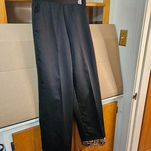 Robert Louis–Black 75% Silk Formal Dress Slacks w/ Band at Hem-Size S